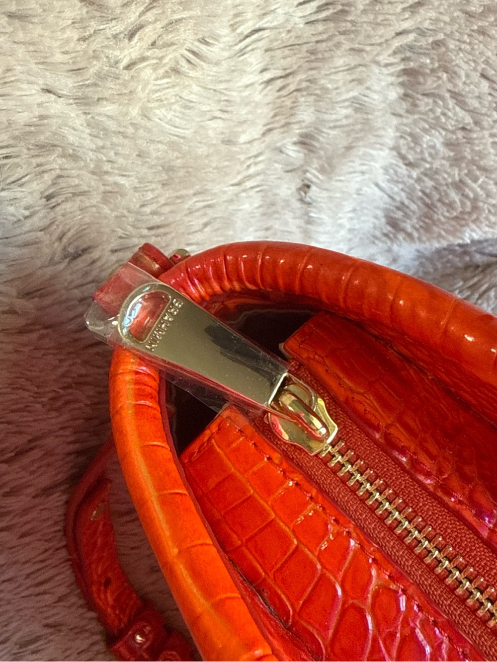 Brahmin Small Elaine FLAME Croc-Embossed Satchel with Matching Wallet - Picture 13 of 14